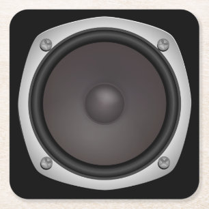 Faux Loudspeaker Square Paper Coaster