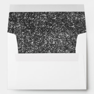 Faux Luxury Black Glitter Wedding 5 x 7 Envelope