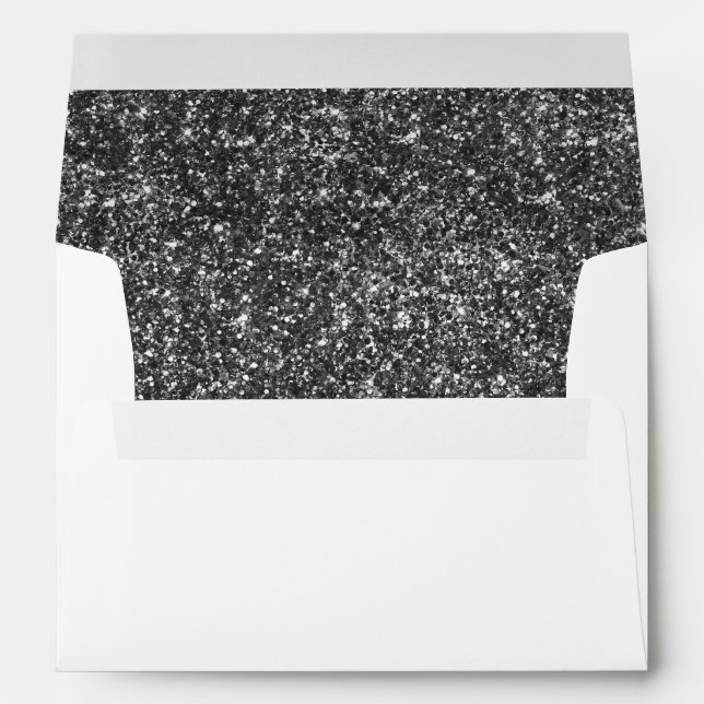 Faux Luxury Black Glitter Wedding 5 x 7 Envelope (Back (Bottom))