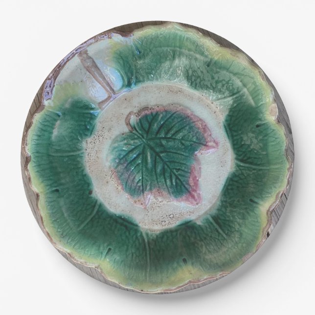“Faux majolica #3”   9" Round Paper Plate (Front)