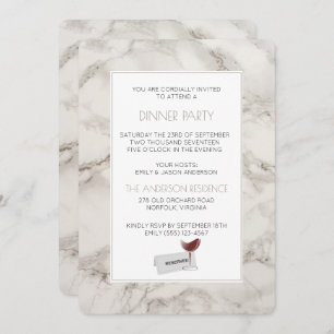 Faux Marble Alabaster Modern Dinner Party Invite