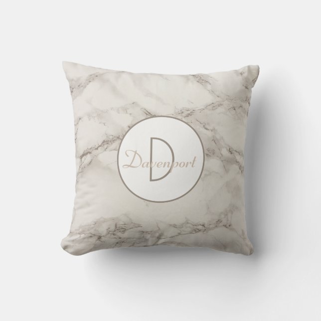 Faux Marble Alabaster Taupe Personalised Modern Cushion (Front)