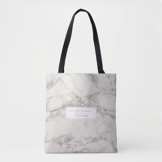 Faux Marble Alabaster Taupe Tan Modern Tote Bag (Front)