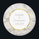 Faux Marble Alabaster Taupe Tan Modern Wedding Magnet<br><div class="desc">A personalised wedding memento magnet with an elegant FAUX marble alabaster background texture. Taupe / tan and cream colours blending together,  creating interesting patterns for a classy modern look. Personalise with your names and wedding date inside a white circle with a FAUX gold foil border.</div>