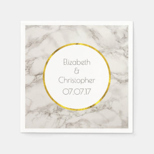Faux Marble Alabaster Taupe Tan Modern Wedding Napkin