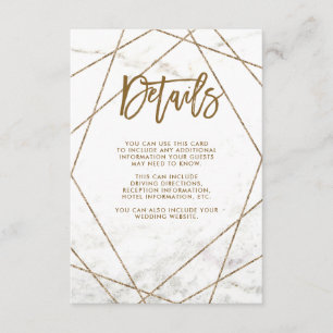 Faux Marble and Copper Geometric Guest Details Enclosure Card