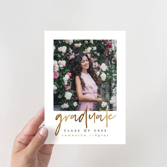 Faux Marble and Typography Graduation Party Photo Invitation (Creator Uploaded)