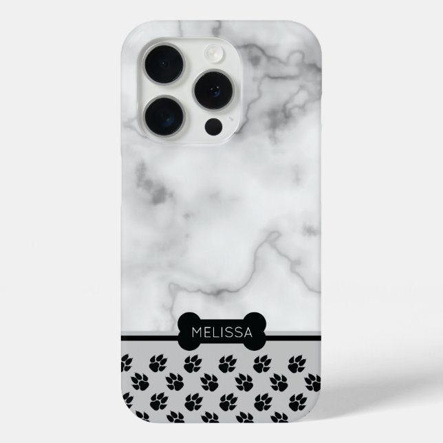 Faux Marble & Dog Theme - Choose Own Accent Colour Case-Mate iPhone Case (Back)