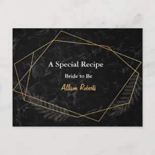 Faux Marble Geometric Bridal Shower Recipe Postcard