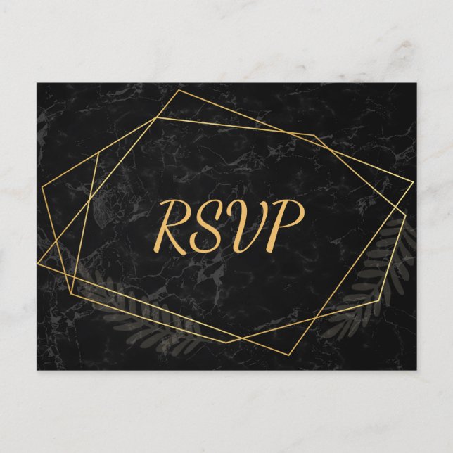 Faux Marble  Geometric rsvp Invitation Postcard (Front)