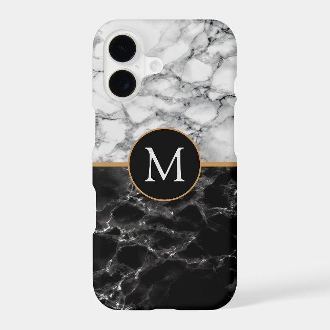 Faux Marble iPhone Case Personalised Your Letter (Back)