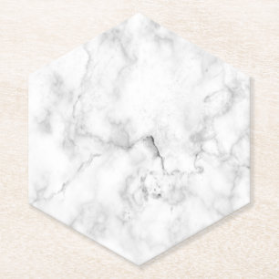 Faux Marble Look Hexagon Paper Coaster