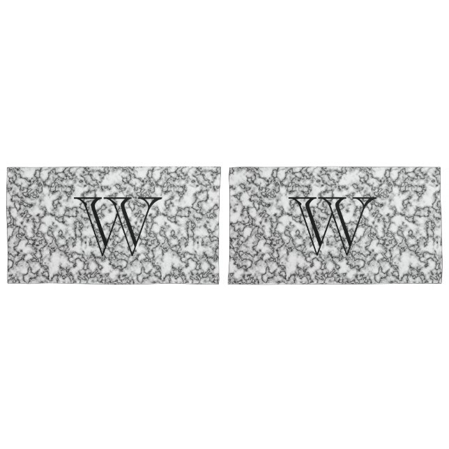Faux Marble Monogram Custom Pillow Case Set (Front-Set)
