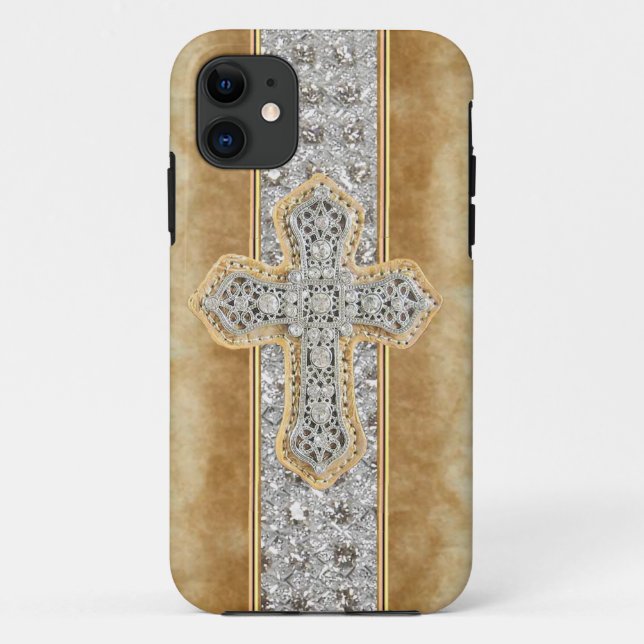 Faux Marble & Rhinestone Cross IPHONE 5 CASE (Back)
