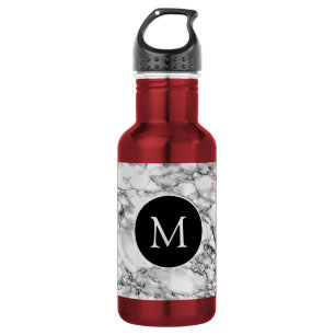Faux Marble Water Bottle Personalise Custom Letter