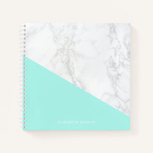 Faux Marble with Aqua Accent Personalised Notebook