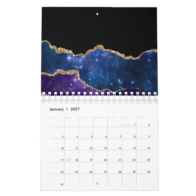 Faux Marbled Agate Stone Galaxy Sparkly Shining Calendar (Jan 2027)