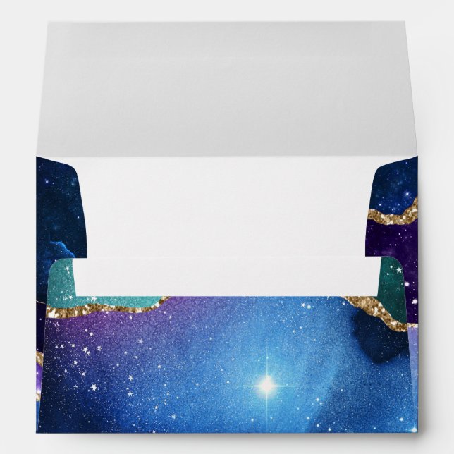 Faux Marbled Agate Stone Galaxy Sparkly Shining Envelope (Back (Bottom))