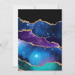 Faux Marbled Agate Stone Galaxy Sparkly Shining Invitation