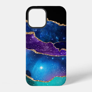 Faux Marbled Agate Stone Galaxy Sparkly Shining iPhone 12 Case