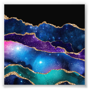 Faux Marbled Agate Stone Galaxy Sparkly Shining Photo Print