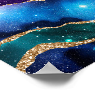 Faux Marbled Agate Stone Galaxy Sparkly Shining Poster