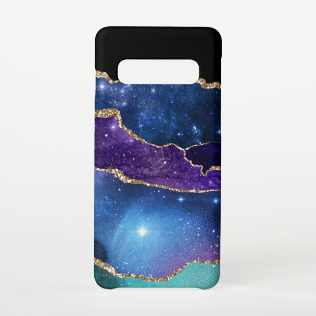 Faux Marbled Agate Stone Galaxy Sparkly Shining Samsung Galaxy Case (Back)