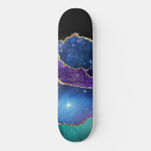 Faux Marbled Agate Stone Galaxy Sparkly Shining Skateboard