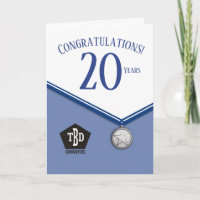 Faux medal employee 20 year anniversary card