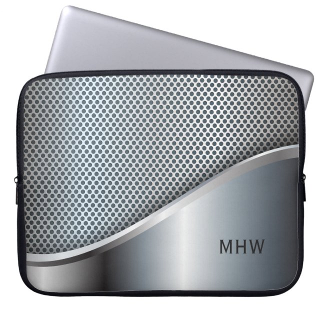 Faux Metal custom monogram laptop sleeves (Front)