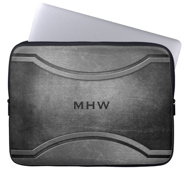 Faux Metal custom monogram laptop sleeves (Front)
