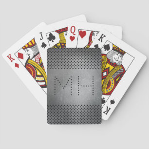 Faux Metal custom monogram playing cards