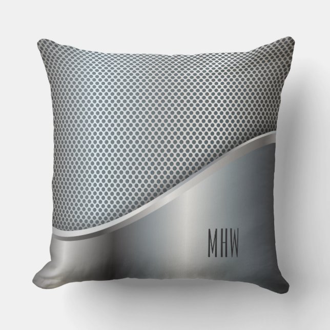 Faux Metal custom monogram throw pillows (Front)