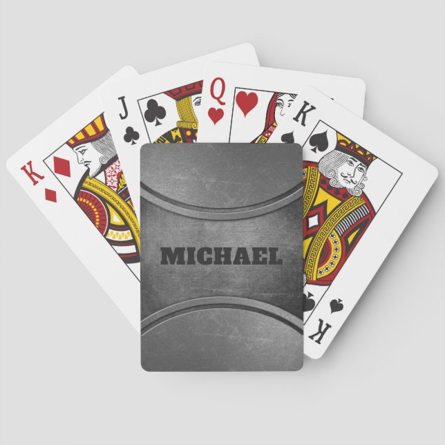Faux Metal custom name playing cards (Back)