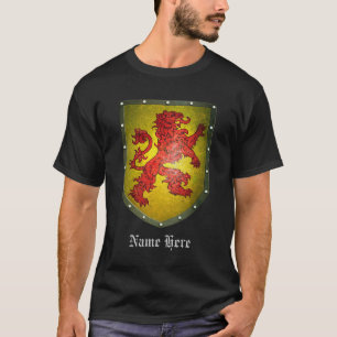 Faux Metal Distressed Shield Red Lion T-Shirt