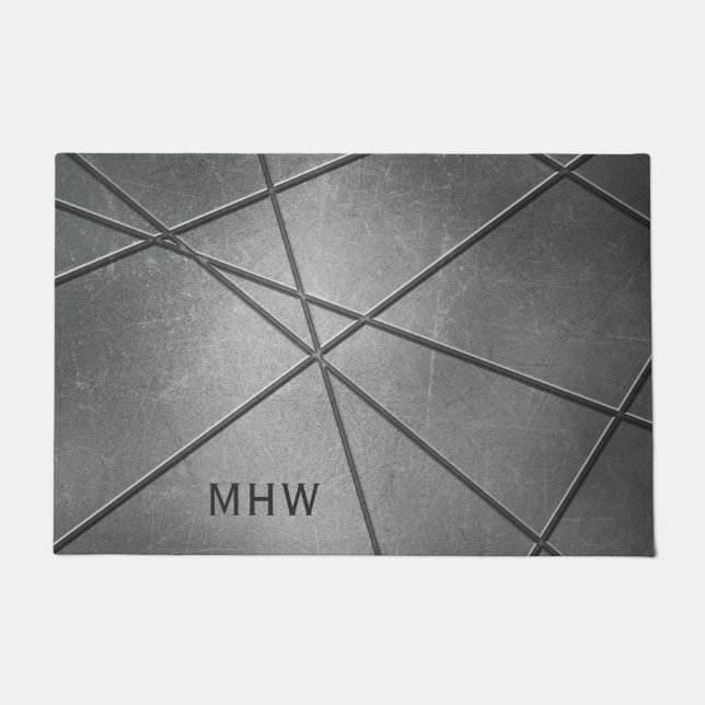 Faux Metal Pattern custom monogram door mat (Front)
