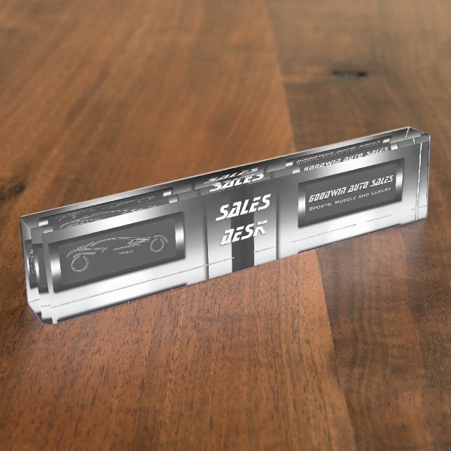 Faux metal, silver auto - Auto Sales Showroom Nameplate (Side)