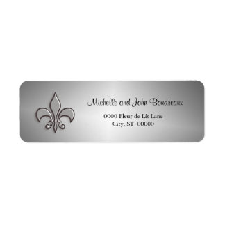 Faux Metal Silver Fleur de Lis Return Address Label