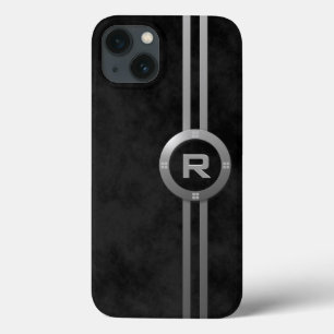 Faux Metallic Deco Mottled Black iPhone 13 Case