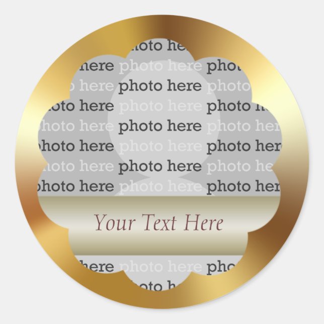 Faux Metallic-Effect Gold Photo Sticker (Front)