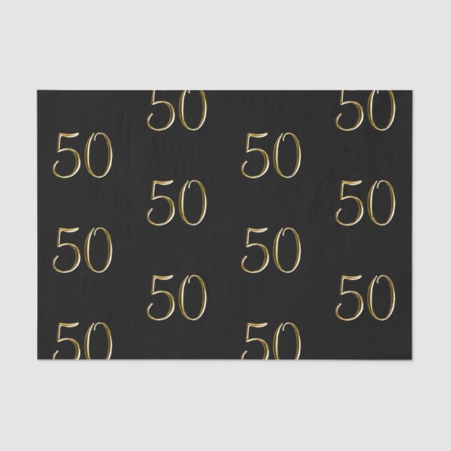 Faux Metallic Gold 50  | 50th Birthday Tissue Paper (Front)