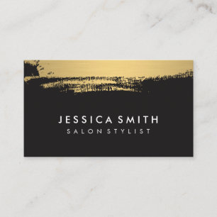 Faux Metallic Gold Brushed Black Business Card
