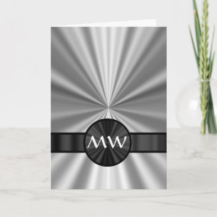 Faux metallic monogrammed note card