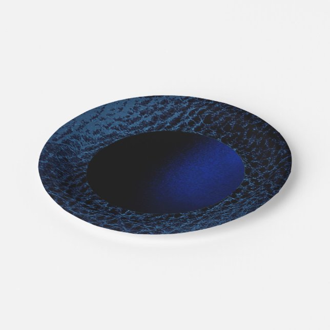 Faux Midnight blue paper plates-Design 2 Plate (Angled)