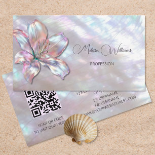 FAUX Mother-of-Pearl Lily Business Card