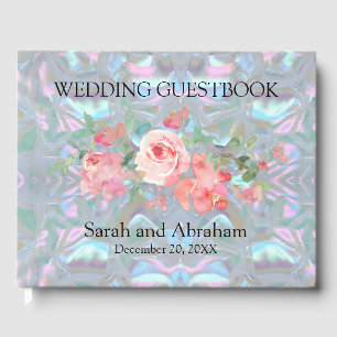 Faux Mother of Pearl Wedding Guestbook