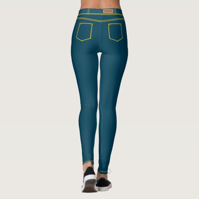 Faux Navy Blue Jeans Leggings (Back)