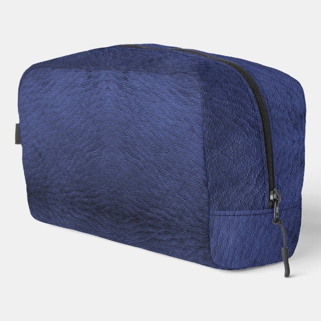 Faux Navy Blue Leather Dopp Kit (Right Corner)
