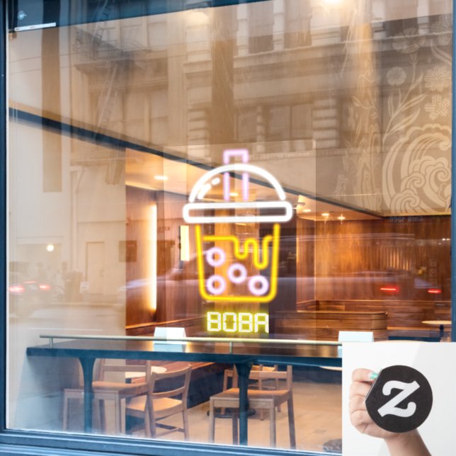 Faux Neon Boba Bubble Tea Front  (Cafe Window)