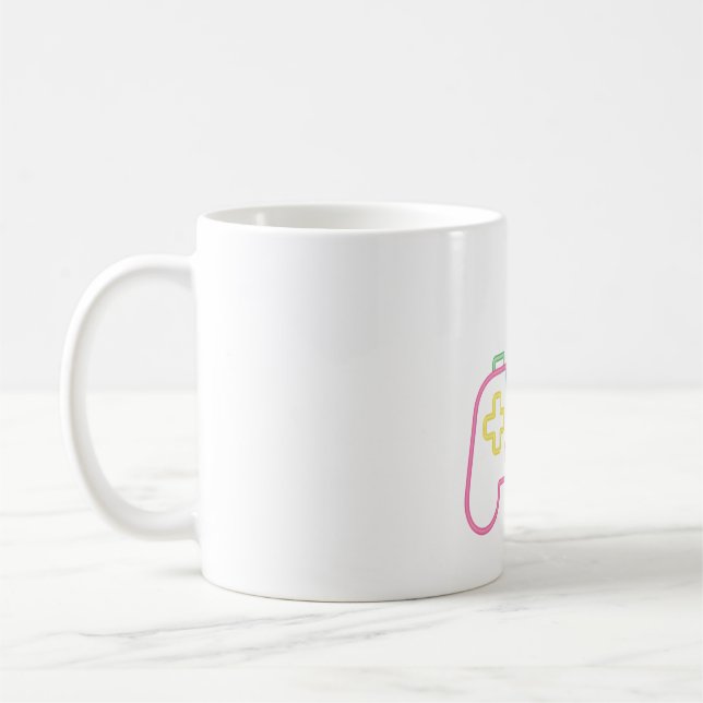 Faux Neon Game Console Controller Gamer  Coffee Mug (Left)